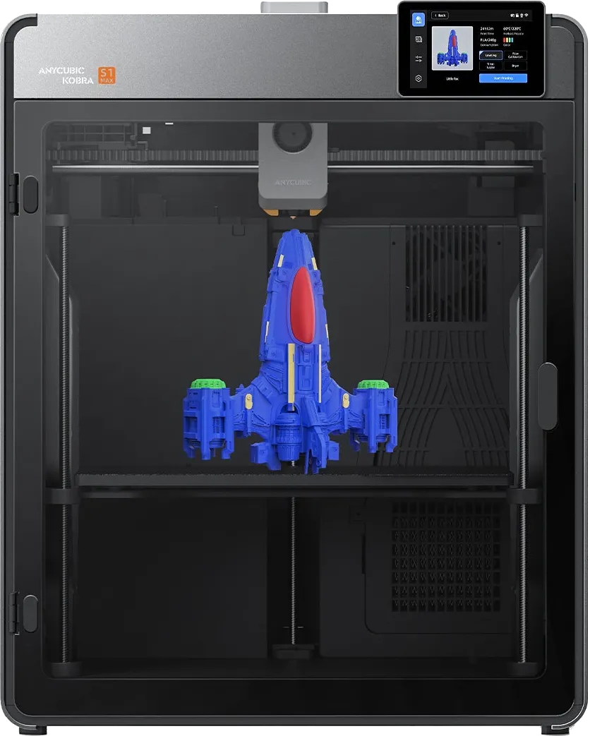 Close up of a 3D printer nozzle extruding green filament