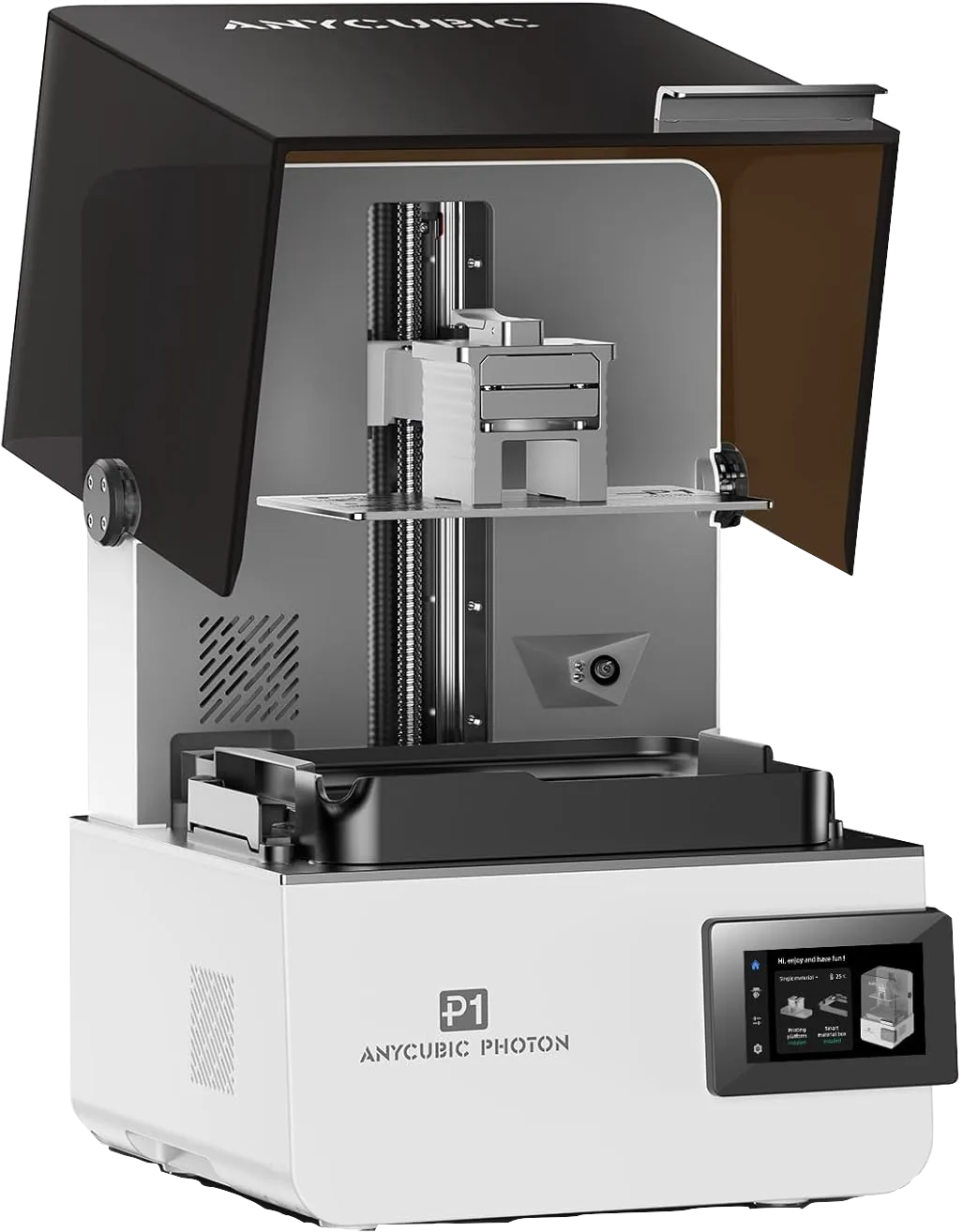 Close up of a 3D printer nozzle extruding green filament