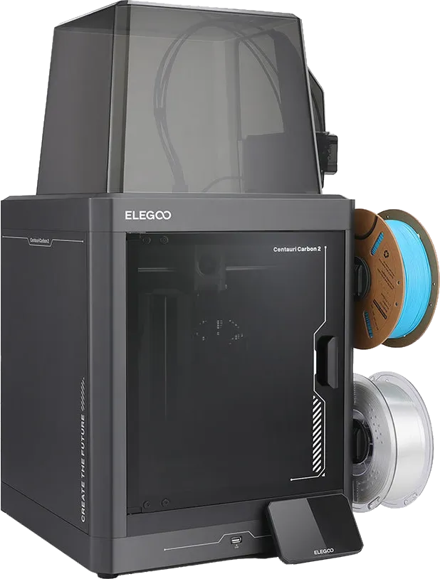 Close up of a 3D printer nozzle extruding green filament