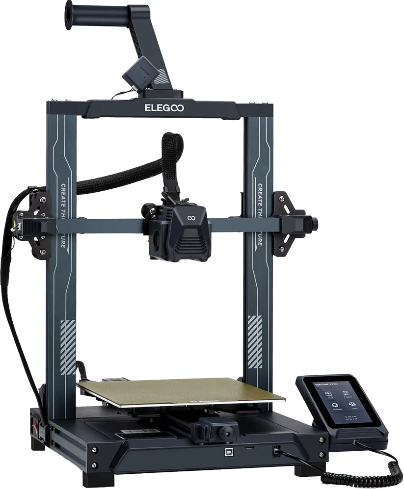 Close up of a 3D printer nozzle extruding green filament